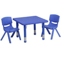 Blue Plastic Height Adjustable Activity Table Set with 2 Chairs T519