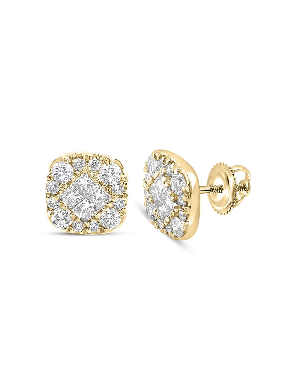 14kt Yellow Gold Princess Square Diamond Earrings V3092