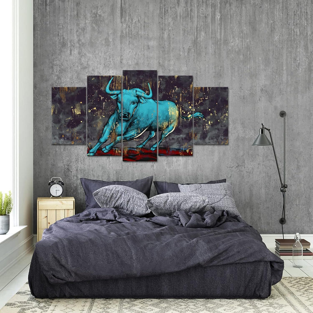 Teal Bull Canvas Art Print Ready to Hang X16754