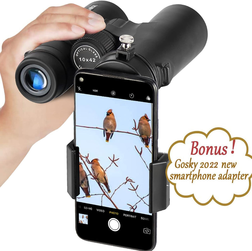 10x42 Roof Prism Binoculars with Phone Mount Strap Carrying Bag A5750
