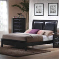 Faux Leather Queen Low Profile Bed in Black E116