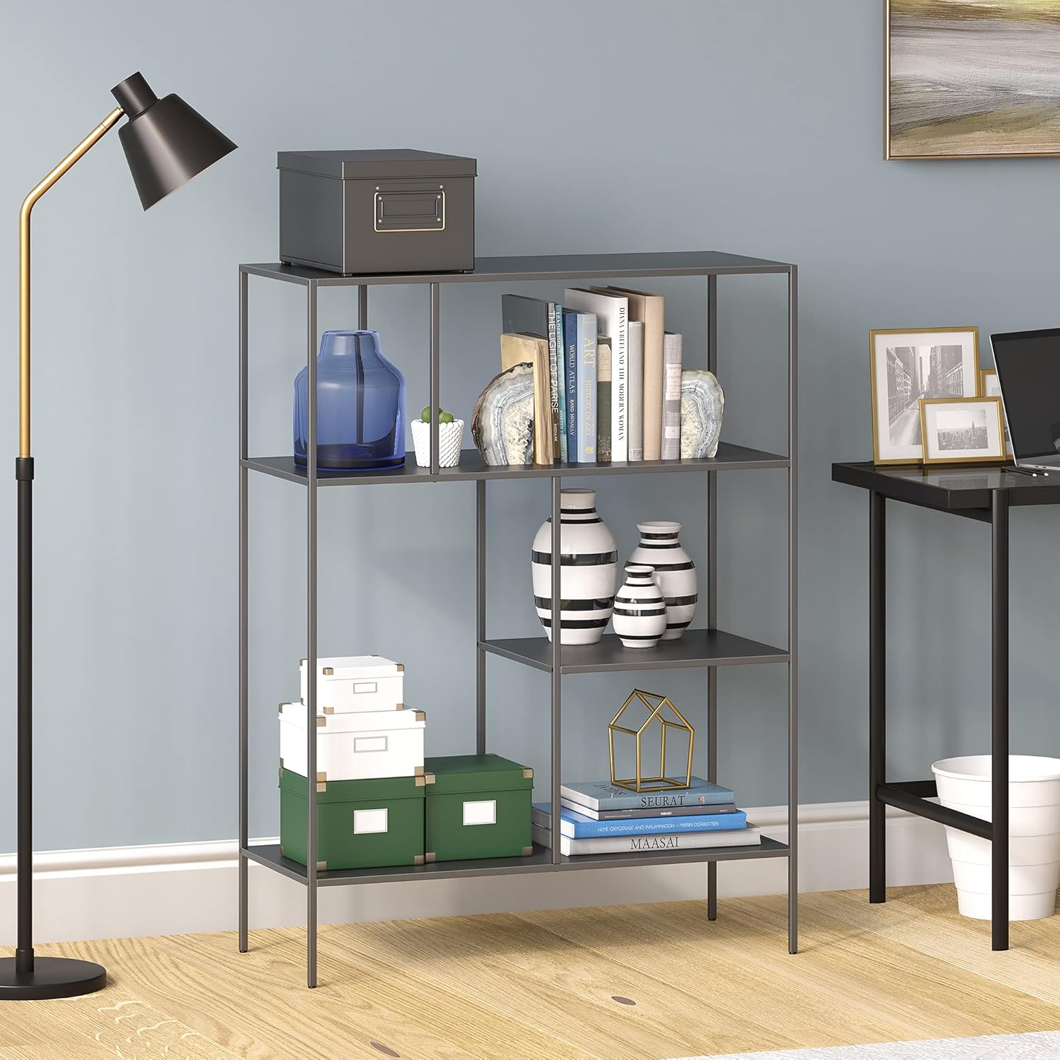 Blackened Bronze Metal 5-Tier Bookcase L6216