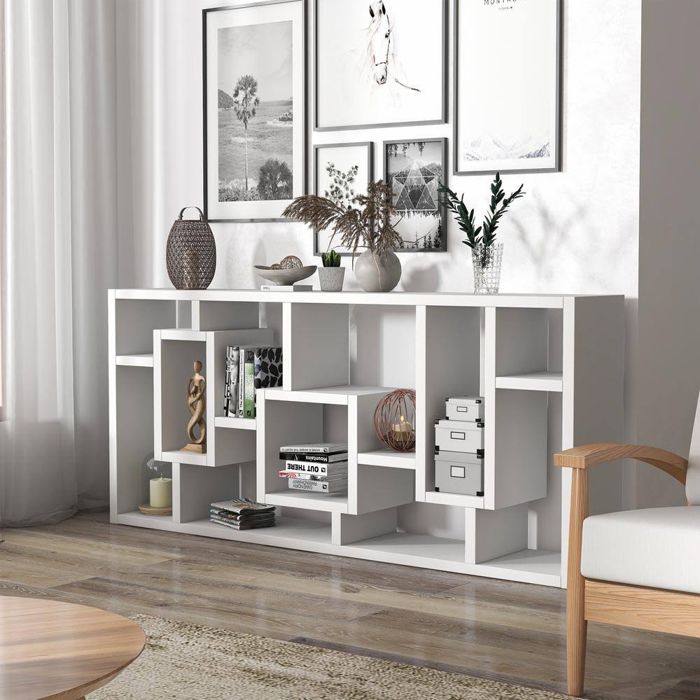White Asymmetric Display Case I480