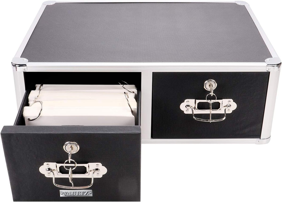 Black 4 x 6 Double Drawer Index Card Cabinet O53843