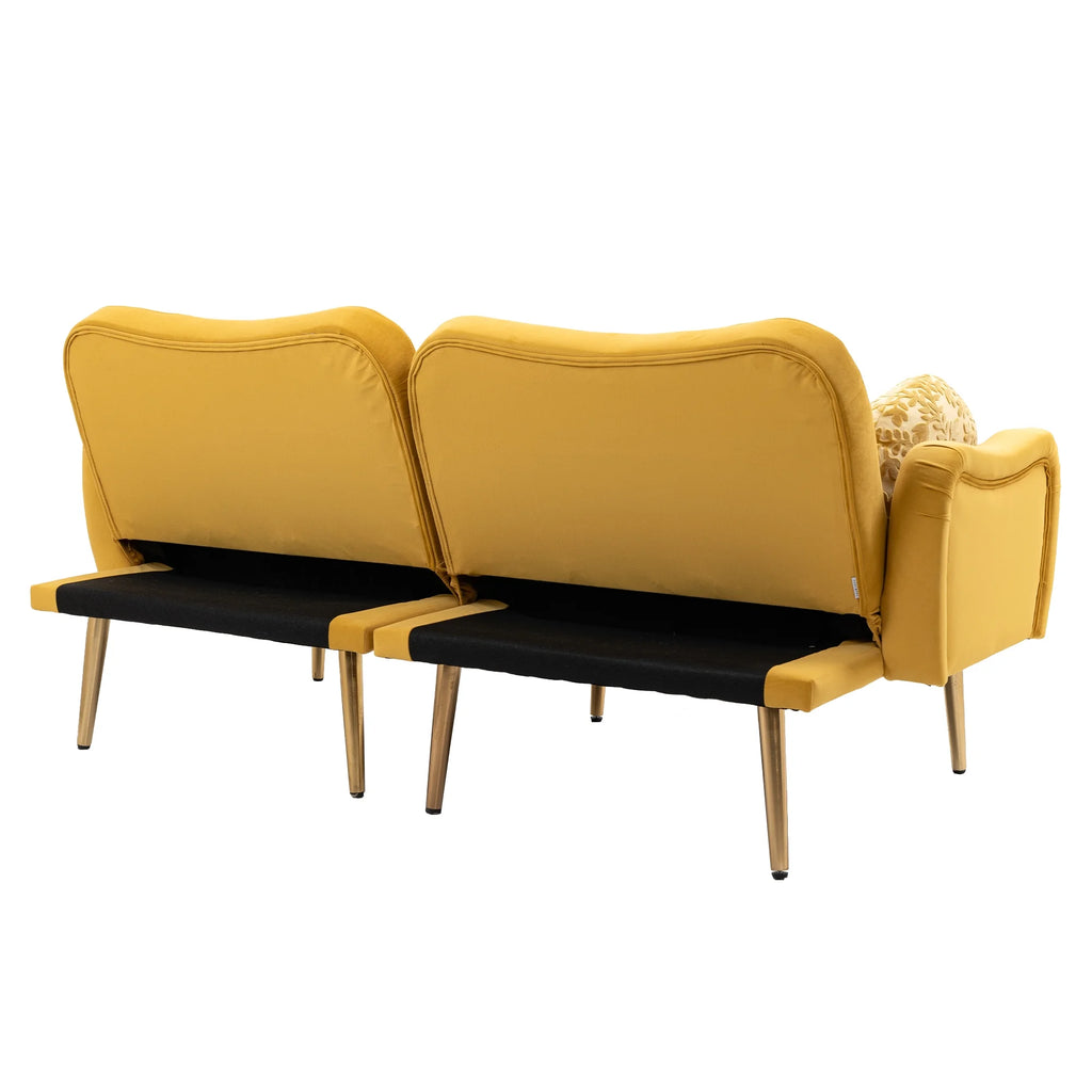 Velvet Loveseat Sofa with 2 Bolster Pillows Y5612