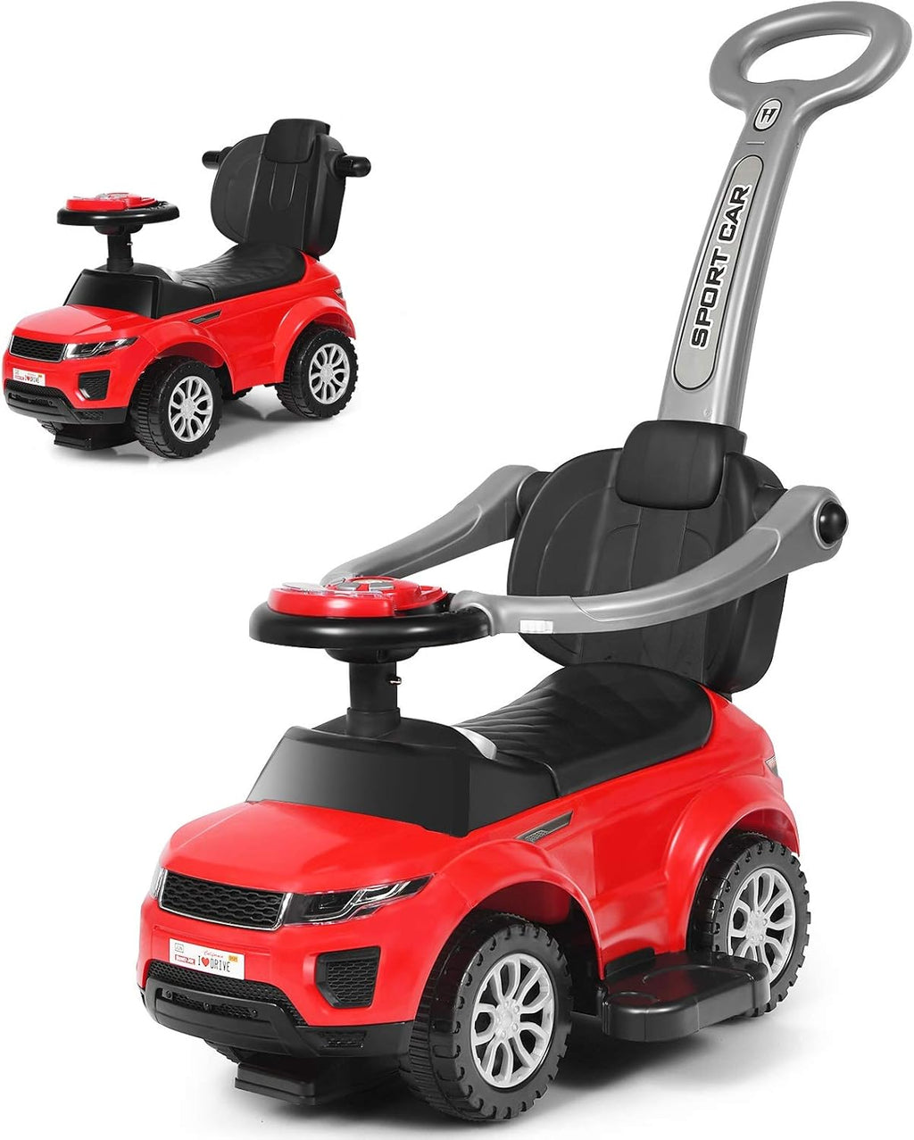 Pink 3 in 1 Ride on Push Car with Parental Handle J59385