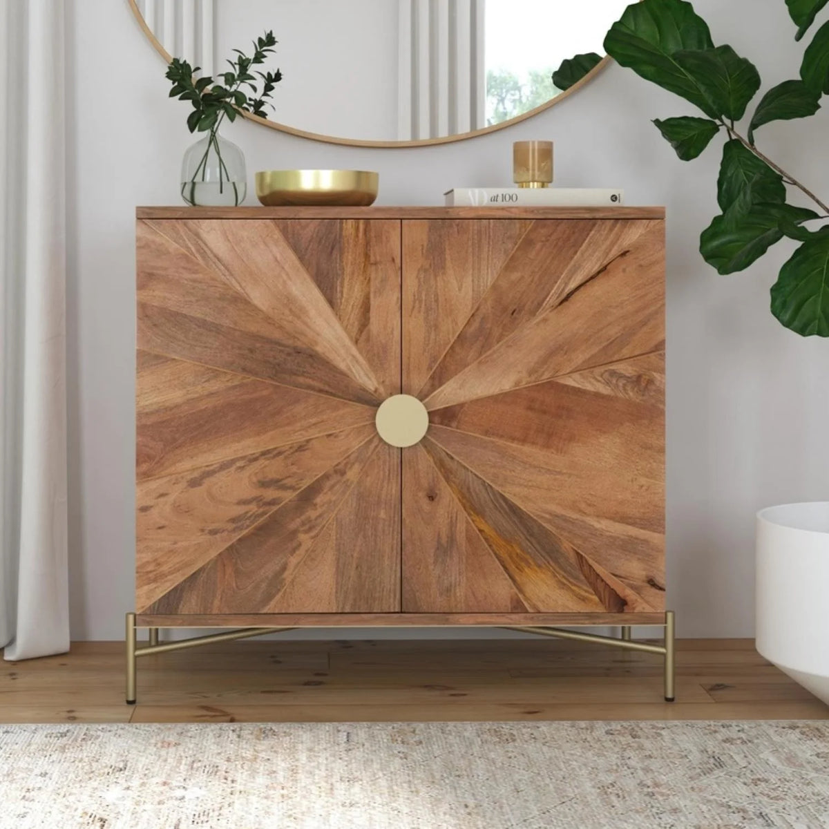 Brown Mango Wood Two Door Cabinet X4210