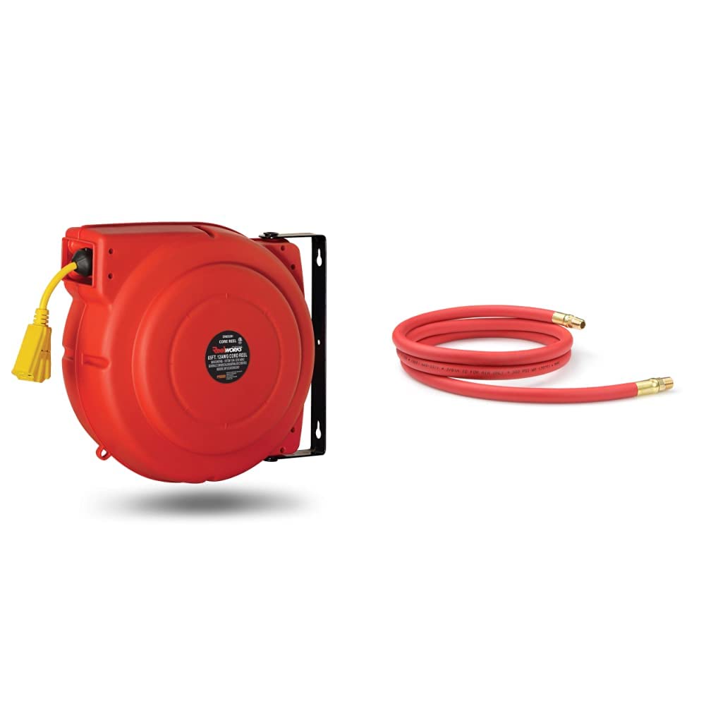 Retractable Extension Cord Reel 12AWG x 65' Heavy Duty Commercial Cable Triple Tap Connector Power 15A 125VAC 1875W K6034