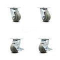 4 inch Thermoplastic Rubber Swivel Caster Set with Roller Bearings 2 Brakes F9845
