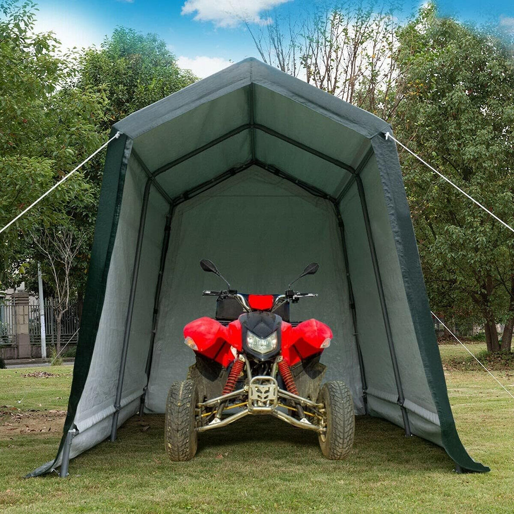 7 Ft x 12 Ft Outdoor Carport Shelter with Metal Frame and Waterproof Cover L3729