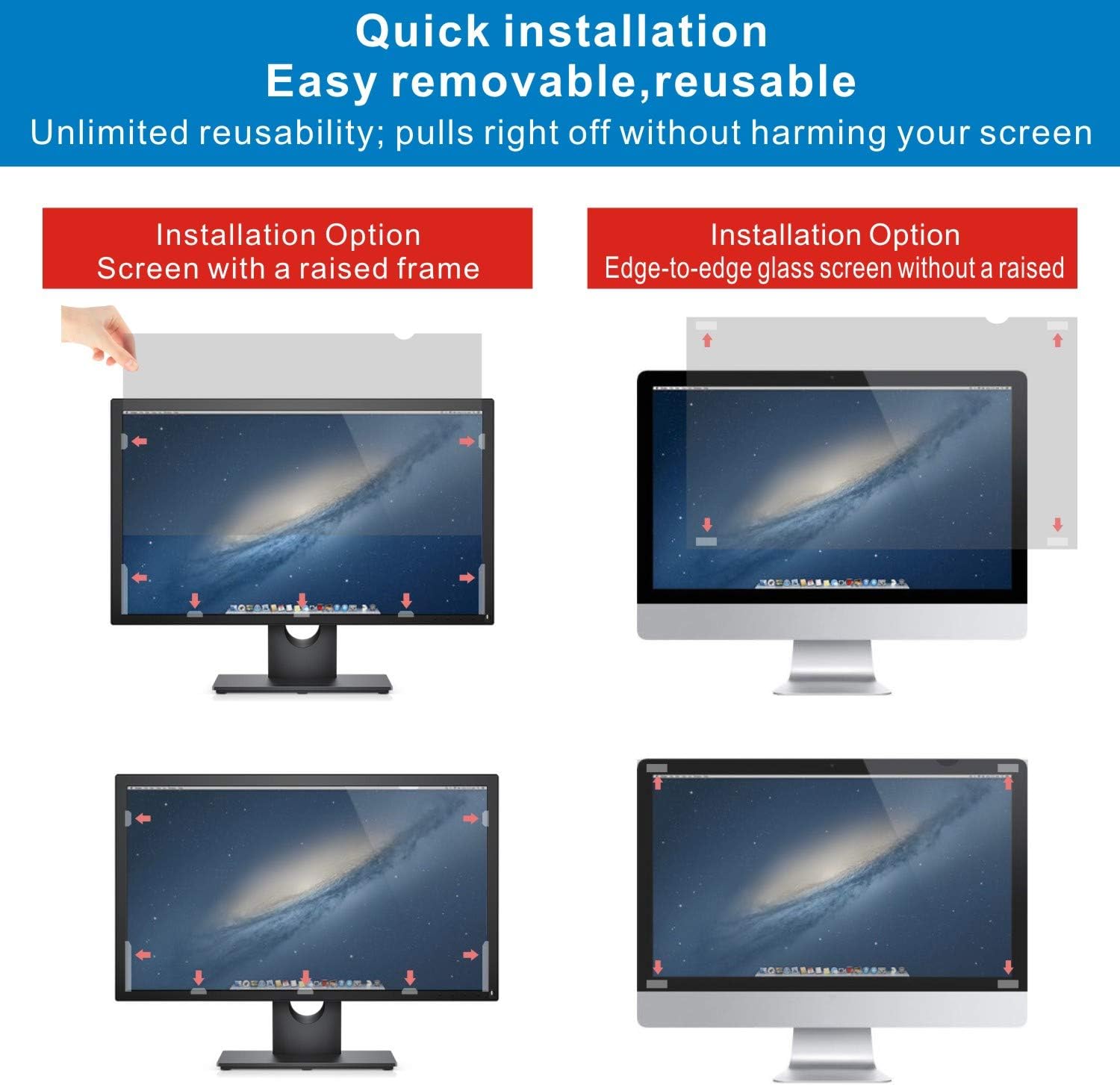 19-inch Standard 5:4 Monitor Privacy Screen Protector, Anti-Glare, Pack of 2 J213710