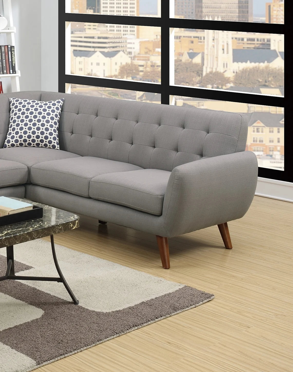 Grey Sectional Sofa Couch with Cushion Pillows H723905