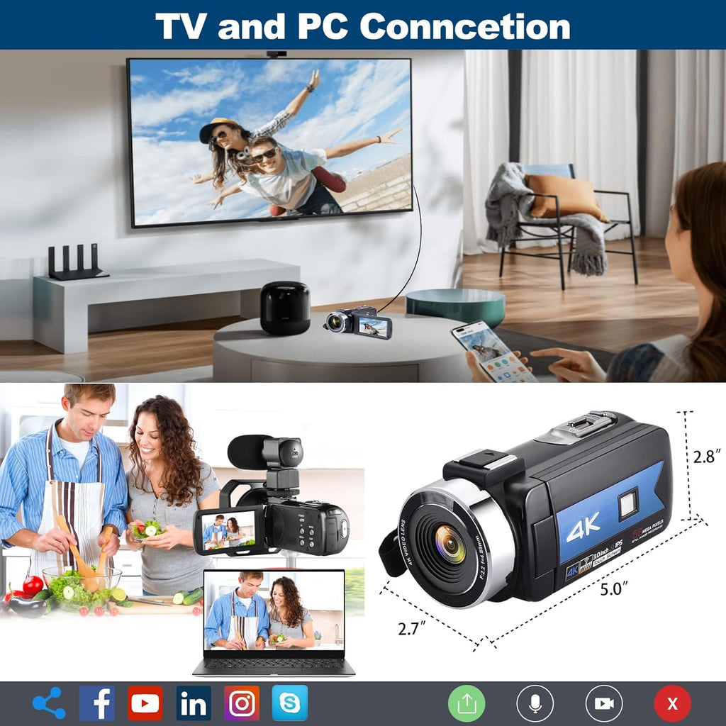 4K Camcorder Video Camera with 16X Zoom Remote Control 3.0 Inch IPS Screen Z3725