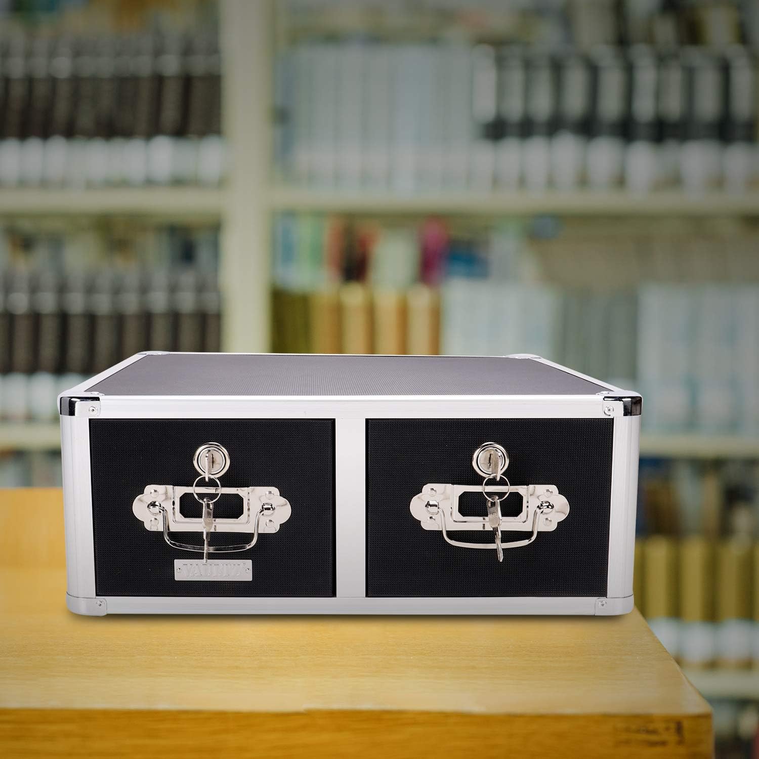 Black 4 x 6 Double Drawer Index Card Cabinet O53843