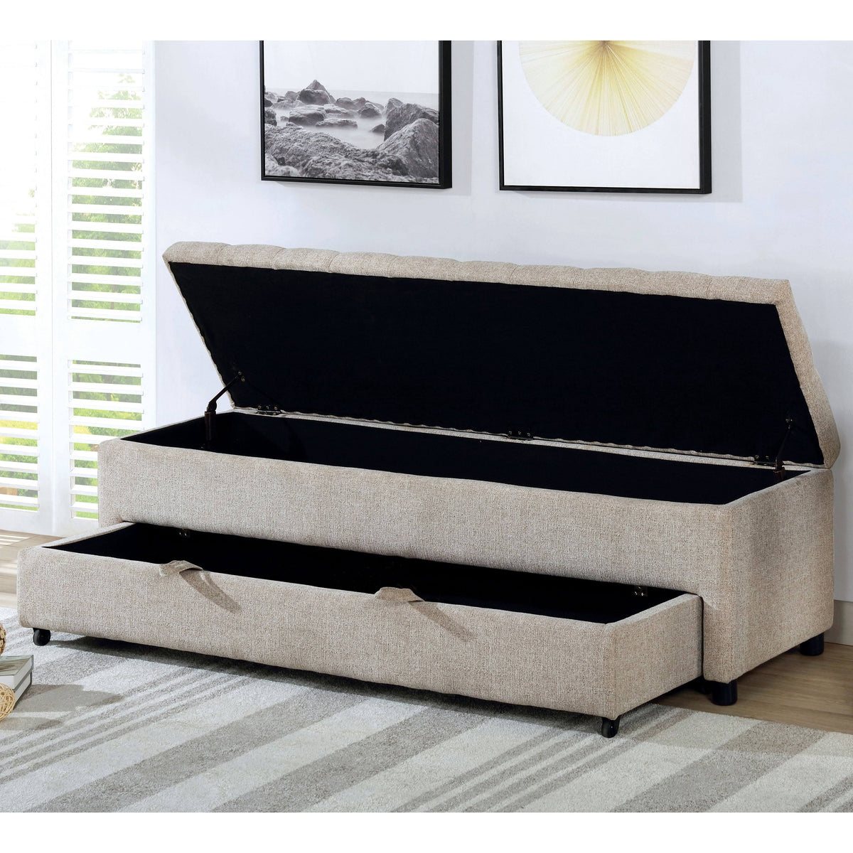 Dark Grey Tufted Storage Bench O9413