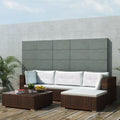 5 Piece Outdoor Sectional Sofa with Coffee Table and Ottoman Poly Rattan G636147