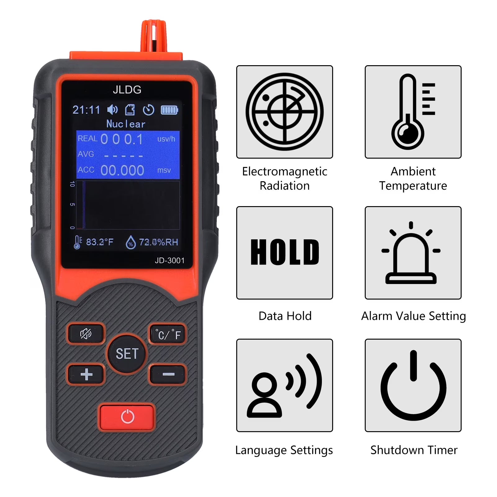 Multifunctional Geiger Counter and Electromagnetic Radiation Detector with Temperature and Humidity Measurement H572