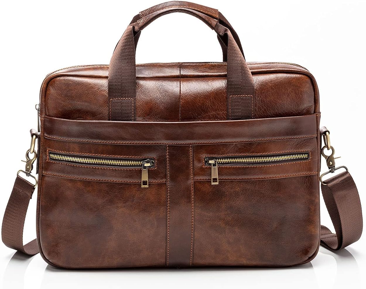 Genuine Leather Briefcase with Padded Protection for 14 inch Laptop I96583