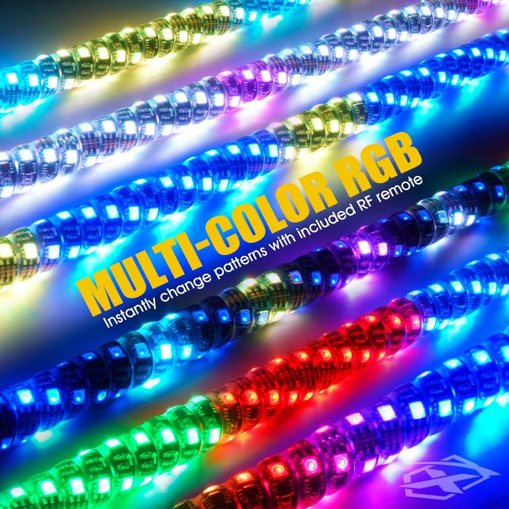 4FT Spiral RGB LED Whip Light with RF Remote Control L8143