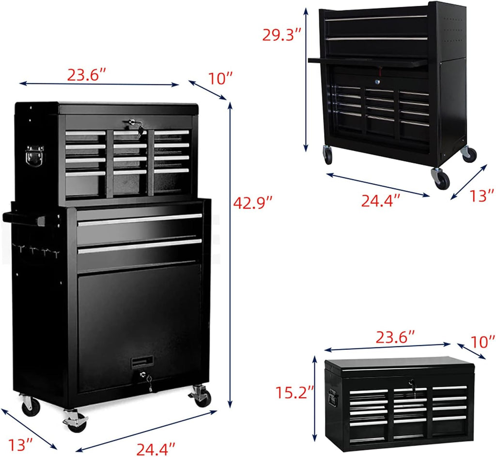 8-Drawer Metal Rolling Tool Chest with Wheels and Lock B4573