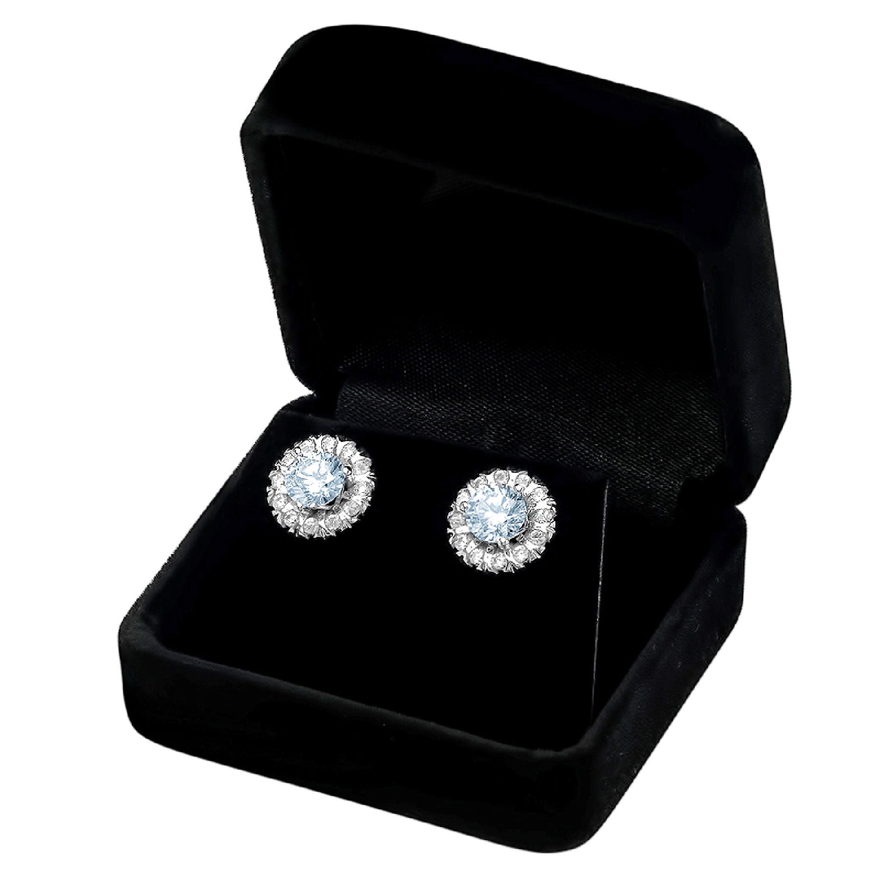 14K White Gold Halo Stud Earrings E156403