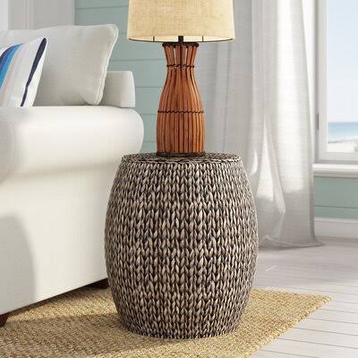 Silver Gray Patina Drum End Table H8356