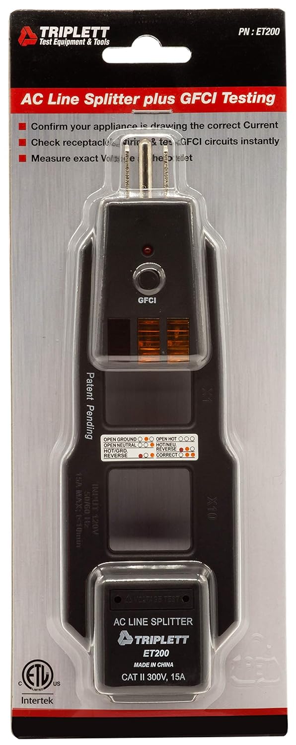 AC Line Splitter and GFCI Outlet Tester with 5 Visual Indicators P113981