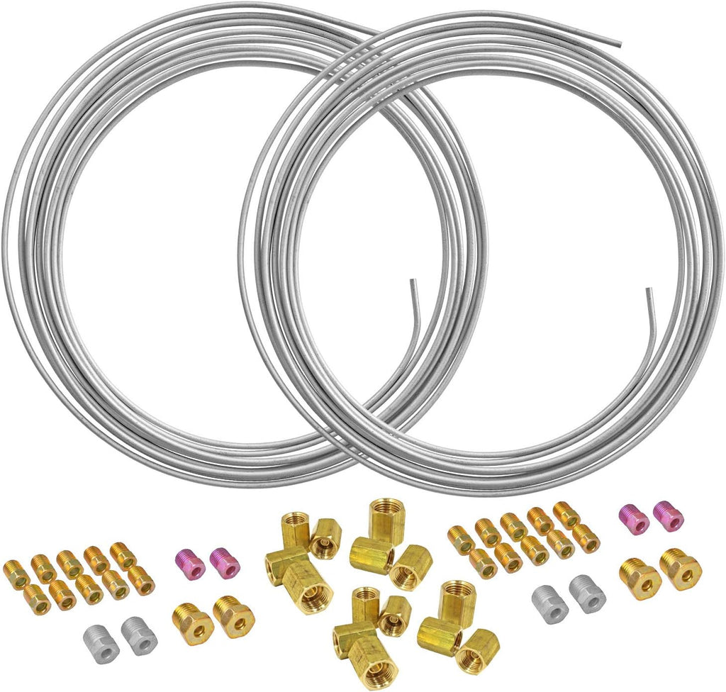 2 X 3/16" Galvanized Steel Brake Line Replacement Kits and 3/16" Union Kit Pack of 2 G50778