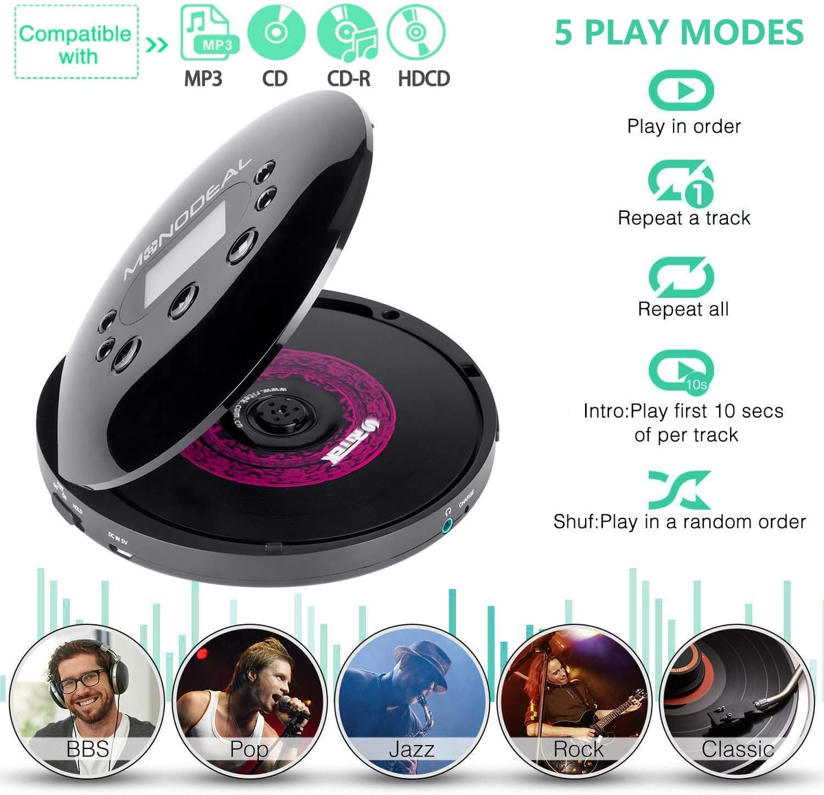 Portable CD Player with Headphones F335