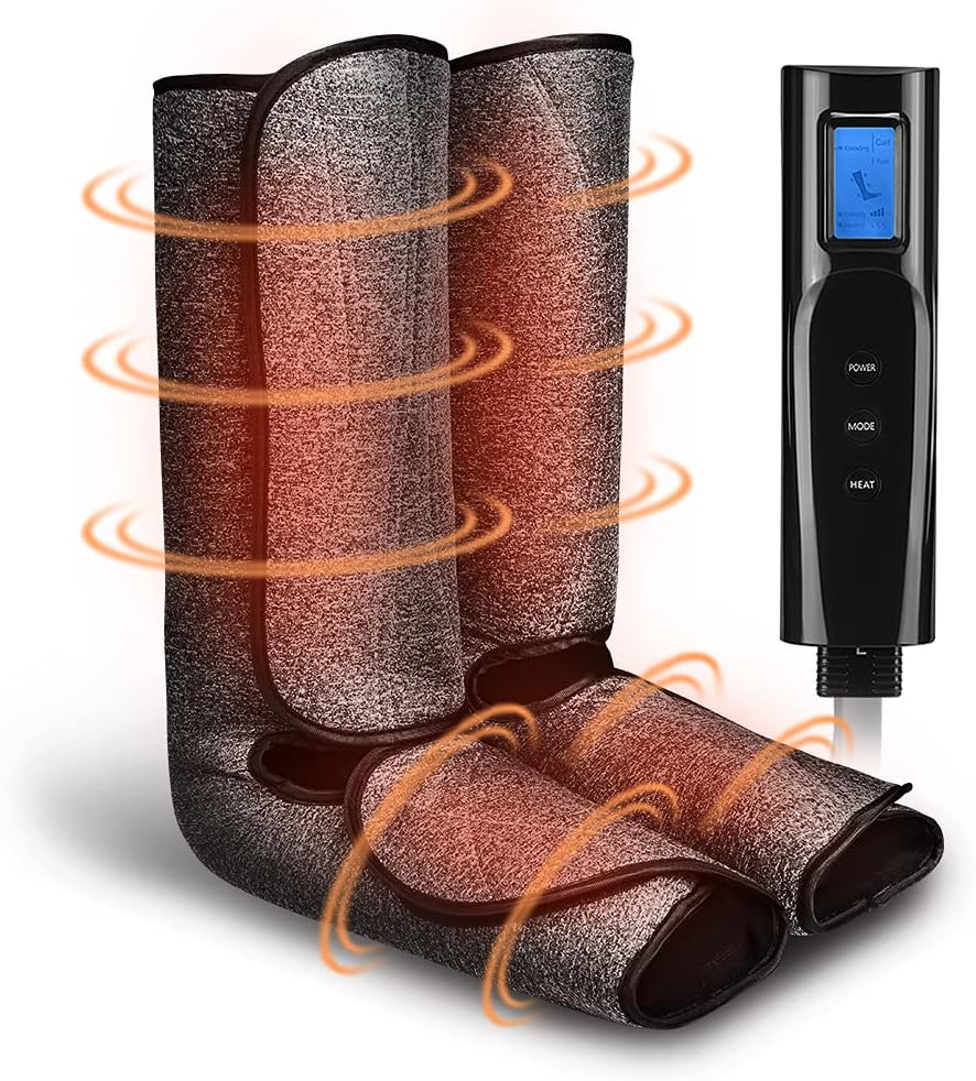 Black Air Compression Leg Massager with Heat, 3 Mode 3 Intensities O34162