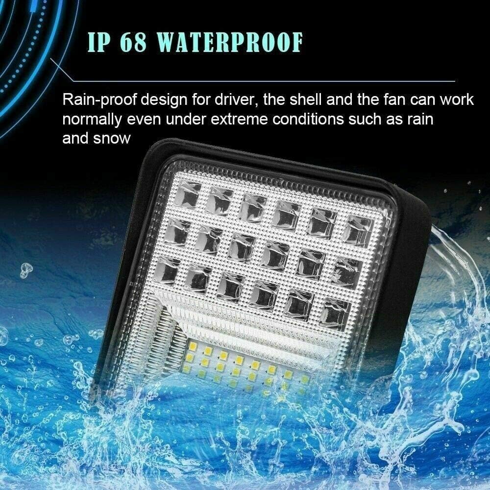 4inch 126W Square LED Work Light, Spot & Flood Light, Waterproof (10 Pack) K161298