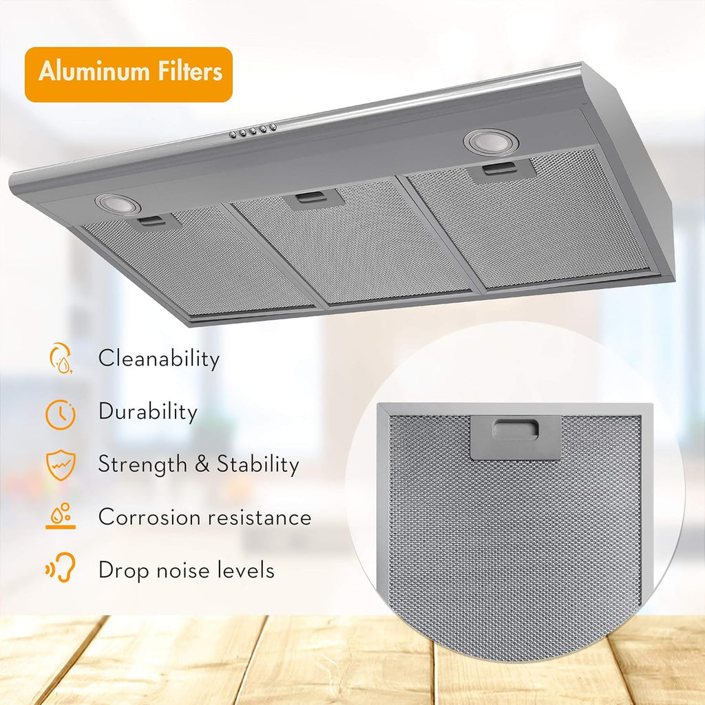 36 Inch Ducted/Ductless Under Cabinet Range Hood with LED Light X50852
