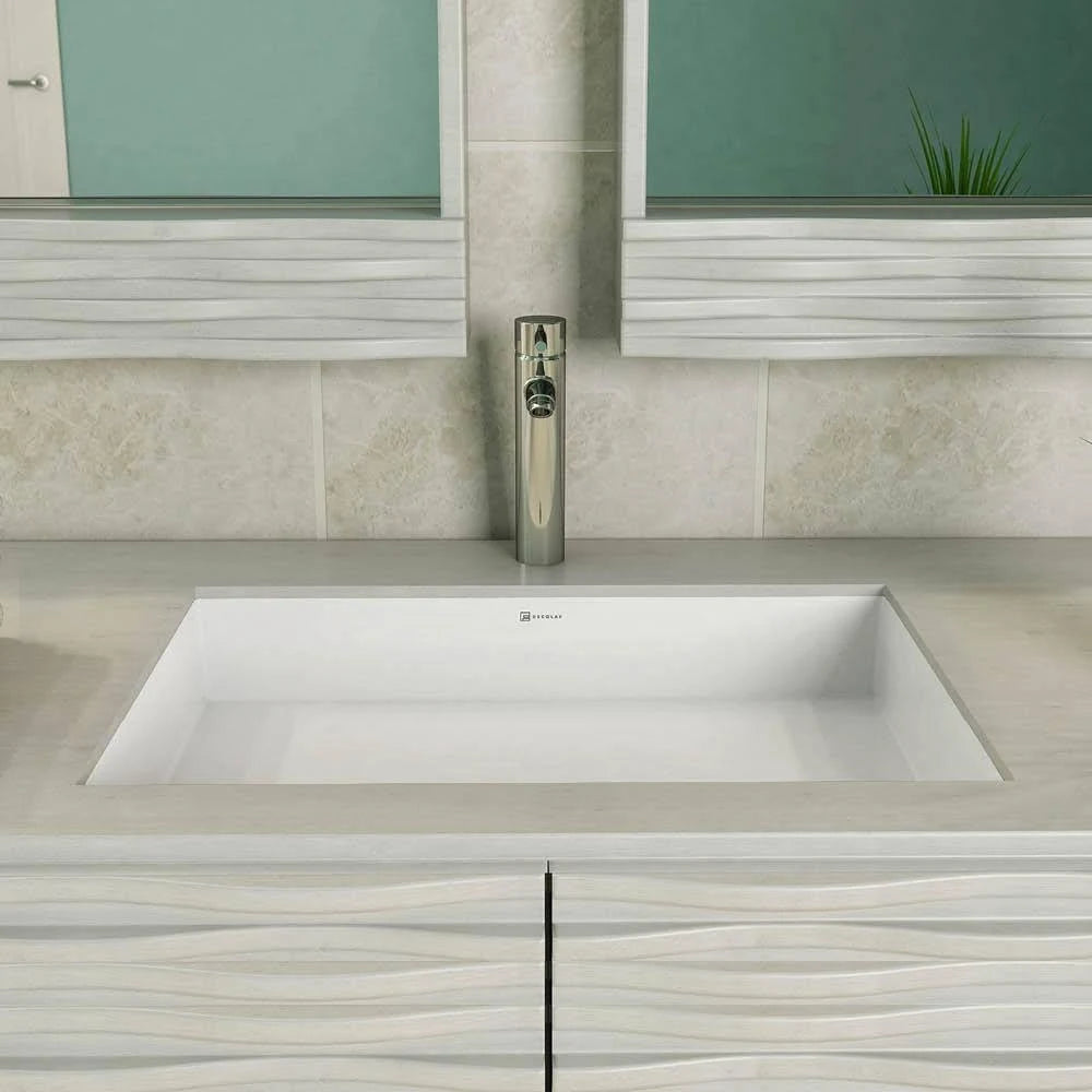 White Solid Surface Rectangular Undermount Lavatory C1095