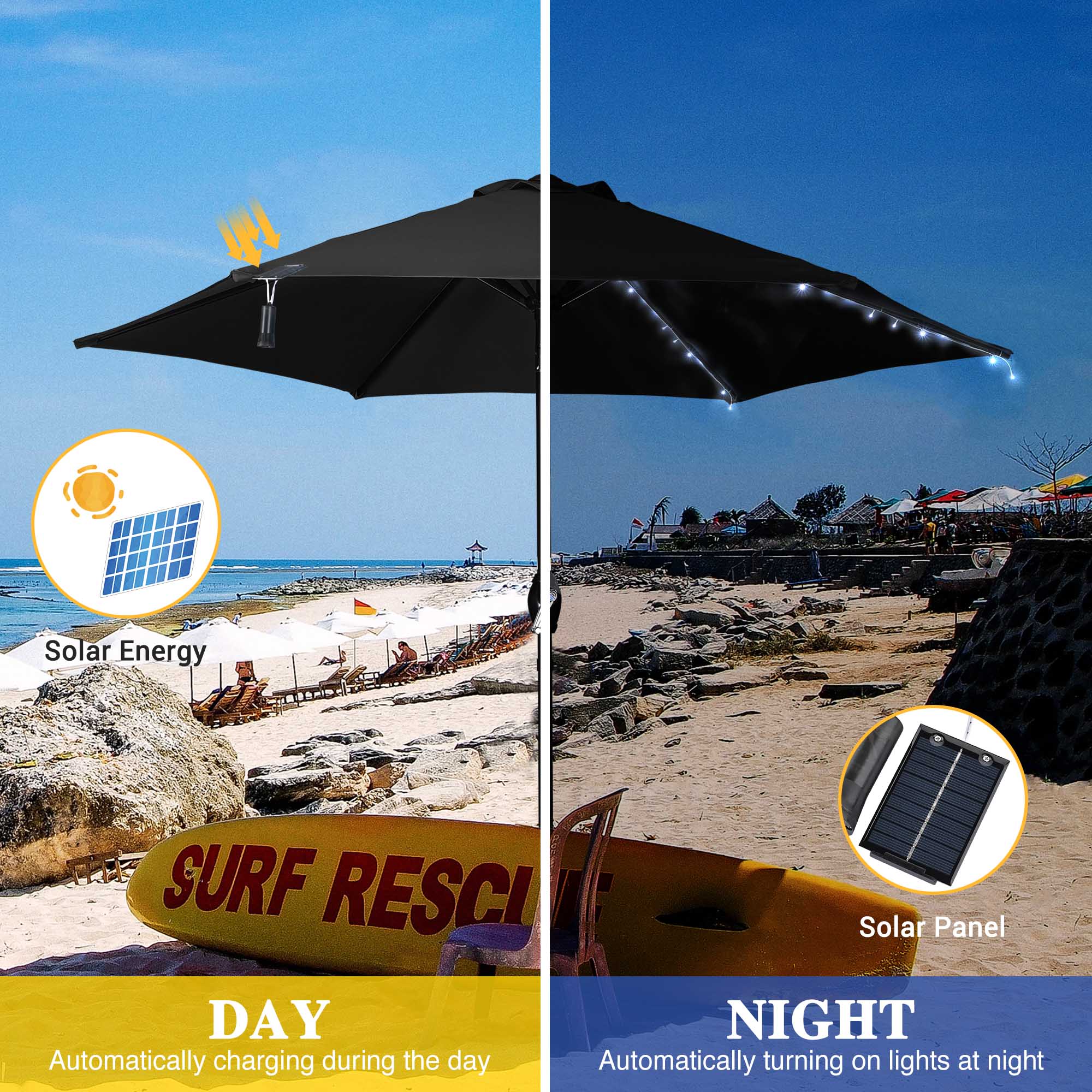 96 LED Cold White Solar String Light for Patio Umbrella D2955