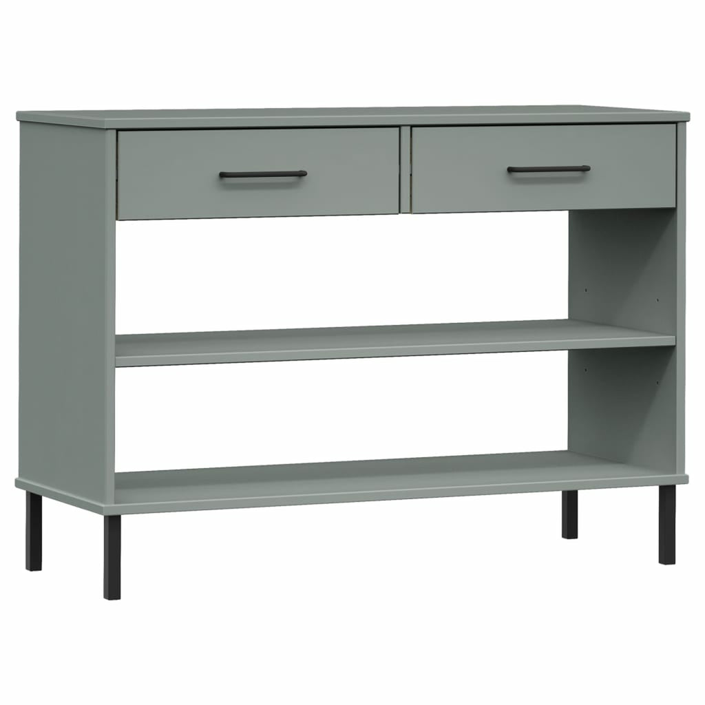 Gray Solid Wood Pine Console Cabinet with Metal Legs B6810