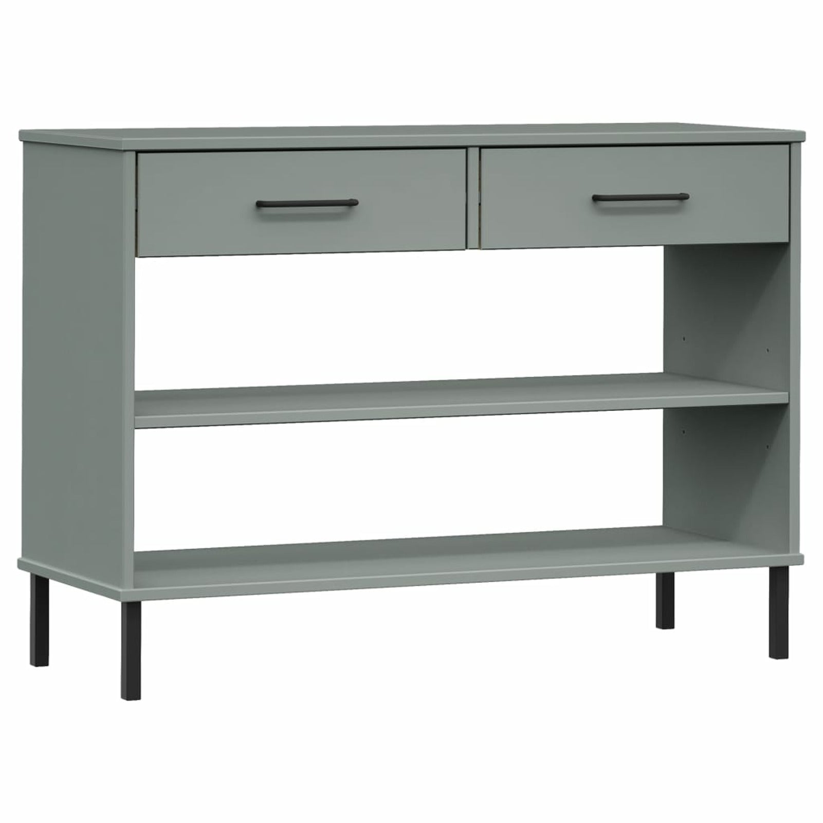 Gray Solid Wood Pine Console Cabinet with Metal Legs B6810