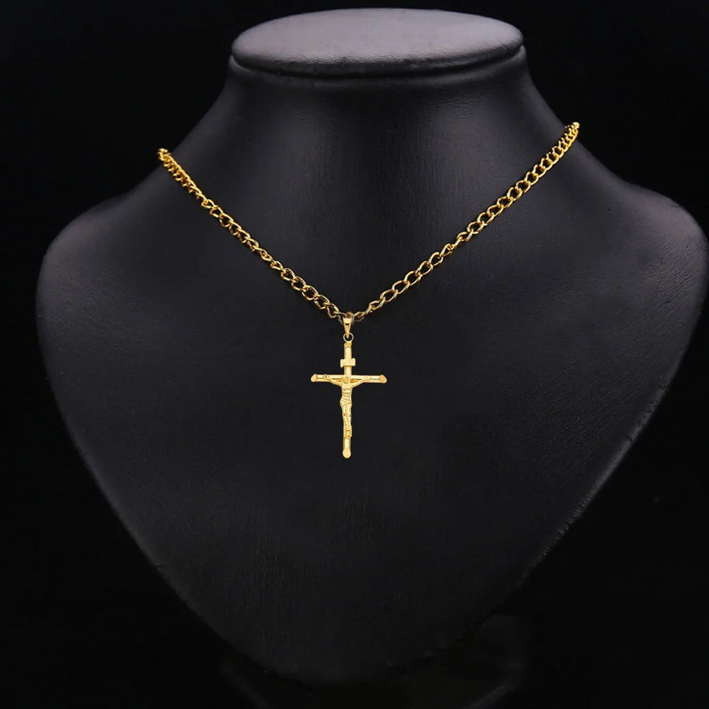 14K Yellow Gold Crucifix Charm Pendant, 48 x 32 MM, 2.5 grams J47964