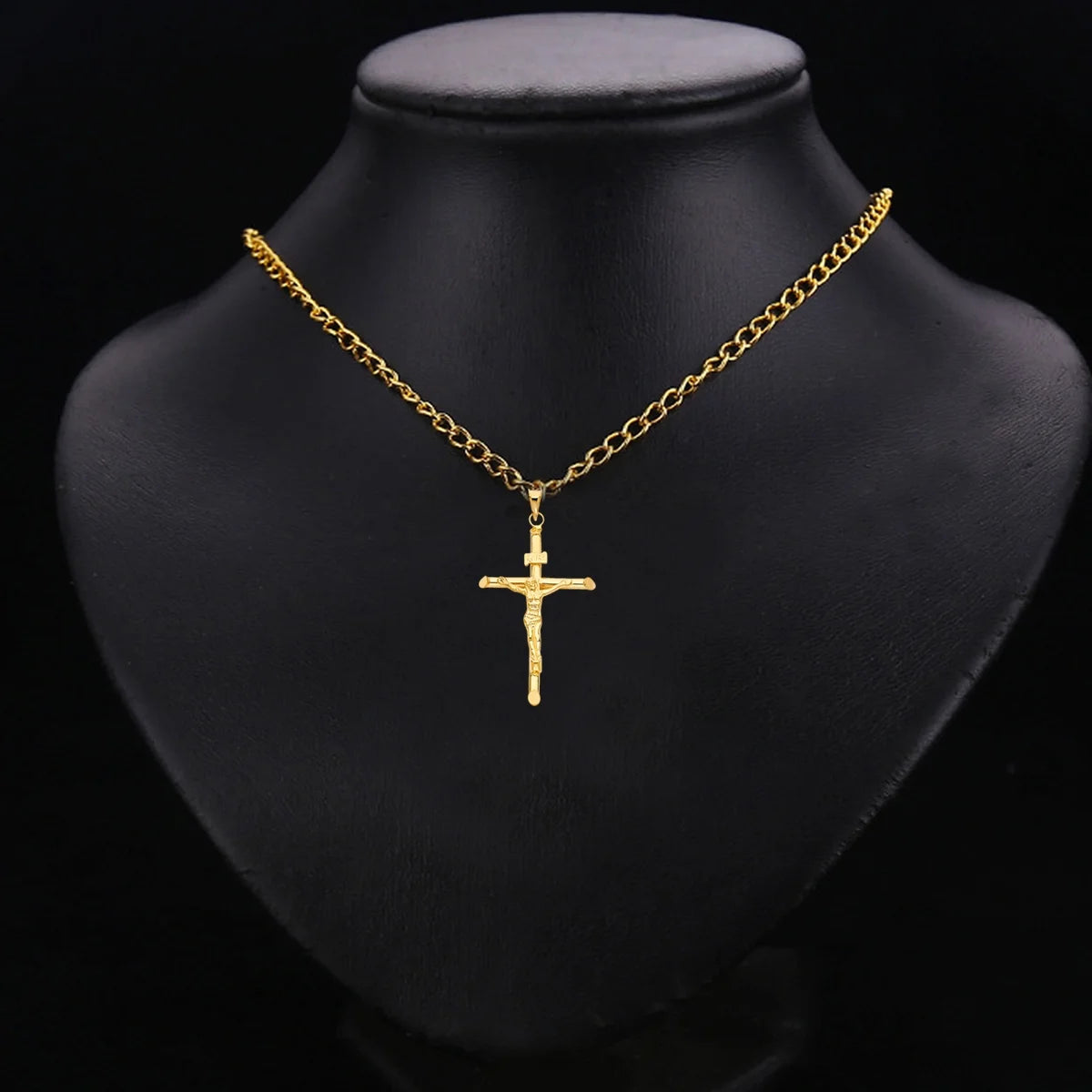 14K Yellow Gold Crucifix Charm Pendant, 48 x 32 MM, 2.5 grams J47964