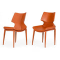 17.5" Eco-Leather/Metal Dining Chairs in Orange (Set of 2) M16195