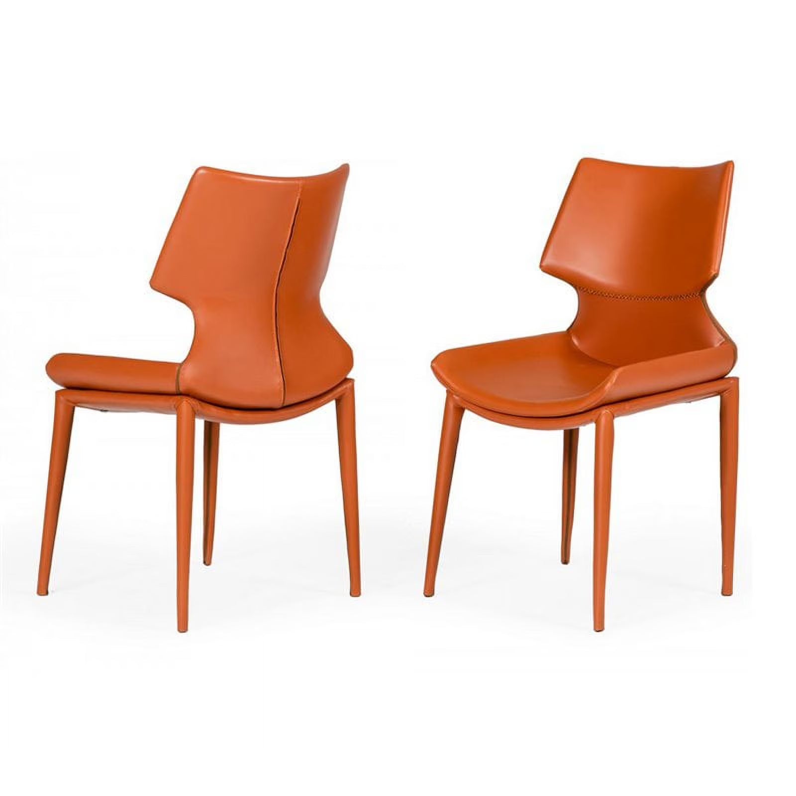 17.5" Eco-Leather/Metal Dining Chairs in Orange (Set of 2) M16195