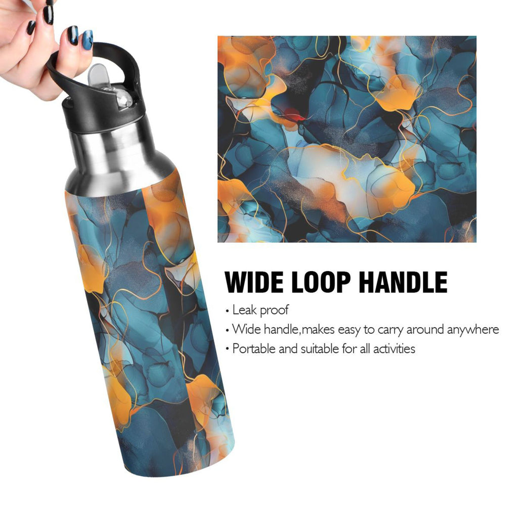 20 oz Stainless Steel Insulated Water Bottle with Straw Lid X9541