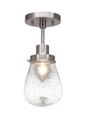 One Light Semi-Flush Mount Brushed Nickel Clear Bubble Glass M1776