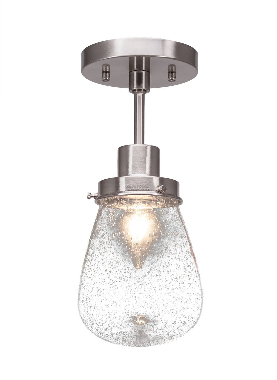 One Light Semi-Flush Mount Brushed Nickel Clear Bubble Glass M1776