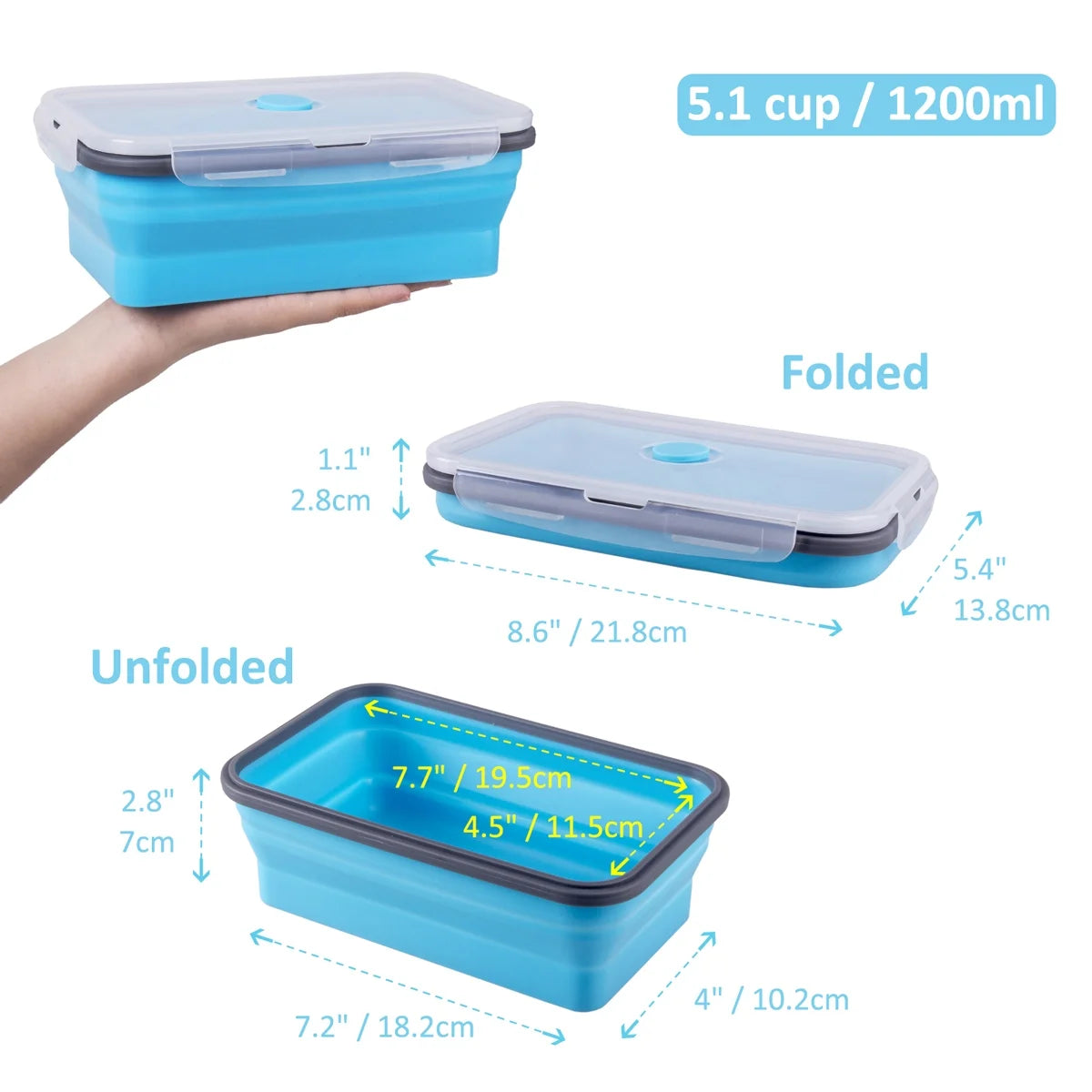 Blue Set of 4 Collapsible Food Storage Containers E8696
