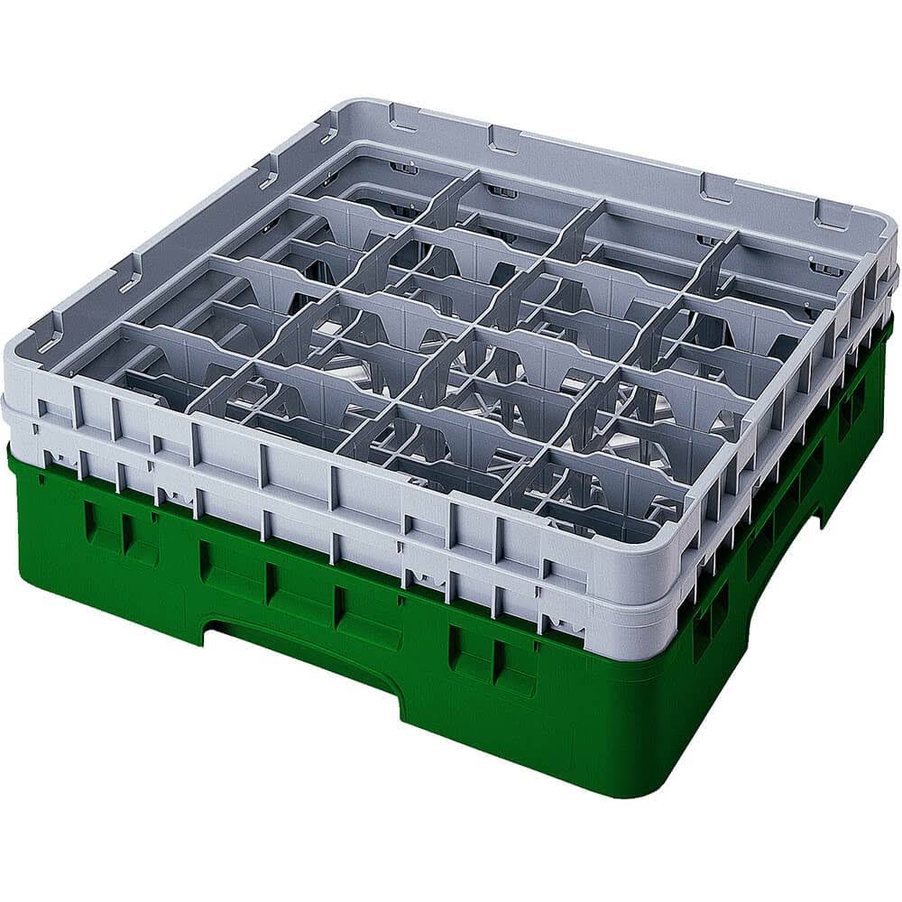 16 Compartment Full Size Glass Rack with 2 Extenders, Sherwood Green U470968