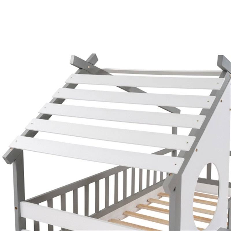 Gray Twin Over Twin Solid Wood Bunk Bed with Ladder L82019