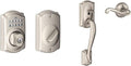 Satin Nickel Keypad Deadbolt and Front Entry Handleset with Lever H969