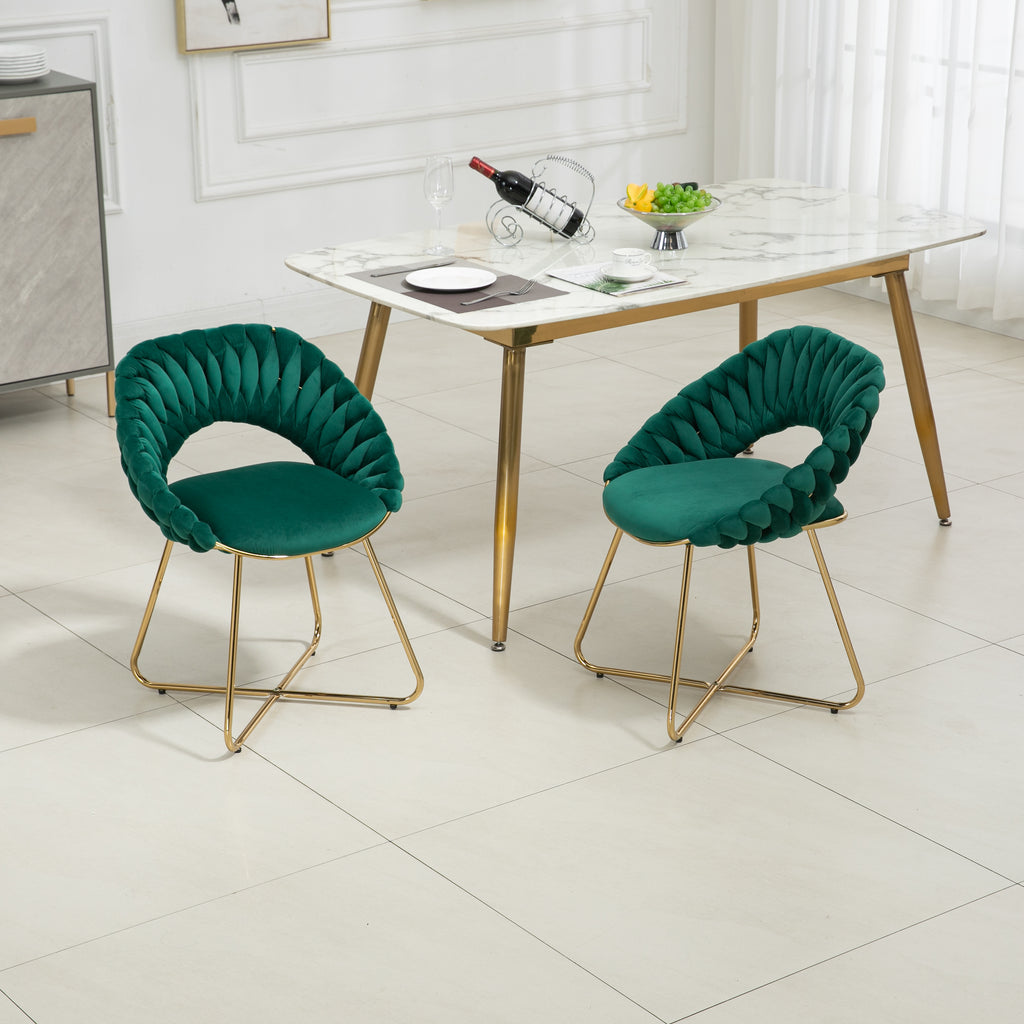 Velvet Accent Chairs Set of 2 with Gold Legs K7475