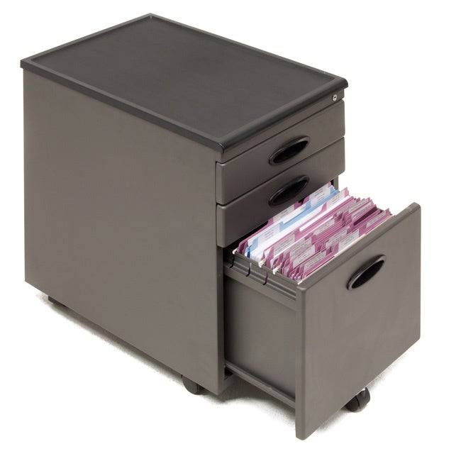 Silver Metal Mobile File Cabinet with Wheel Casters K742958