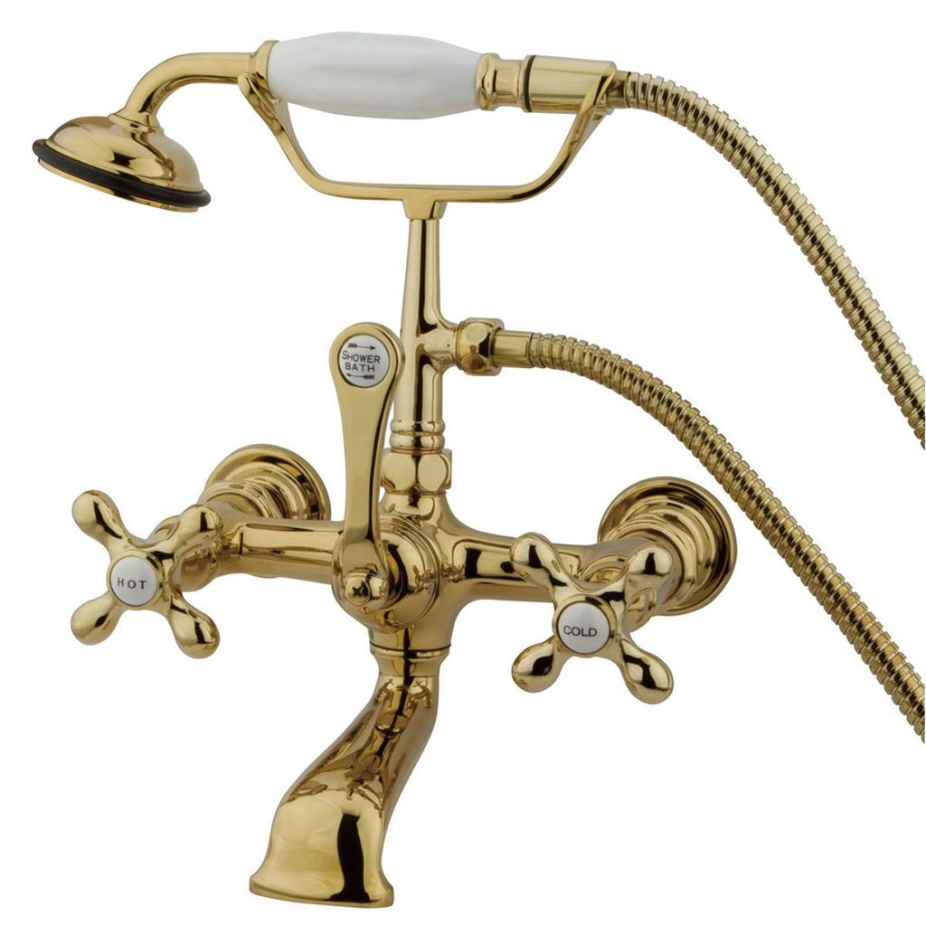 Vintage Satin Nickel Wall Mount Clawfoot Tub Filler with Hand Shower Y20473